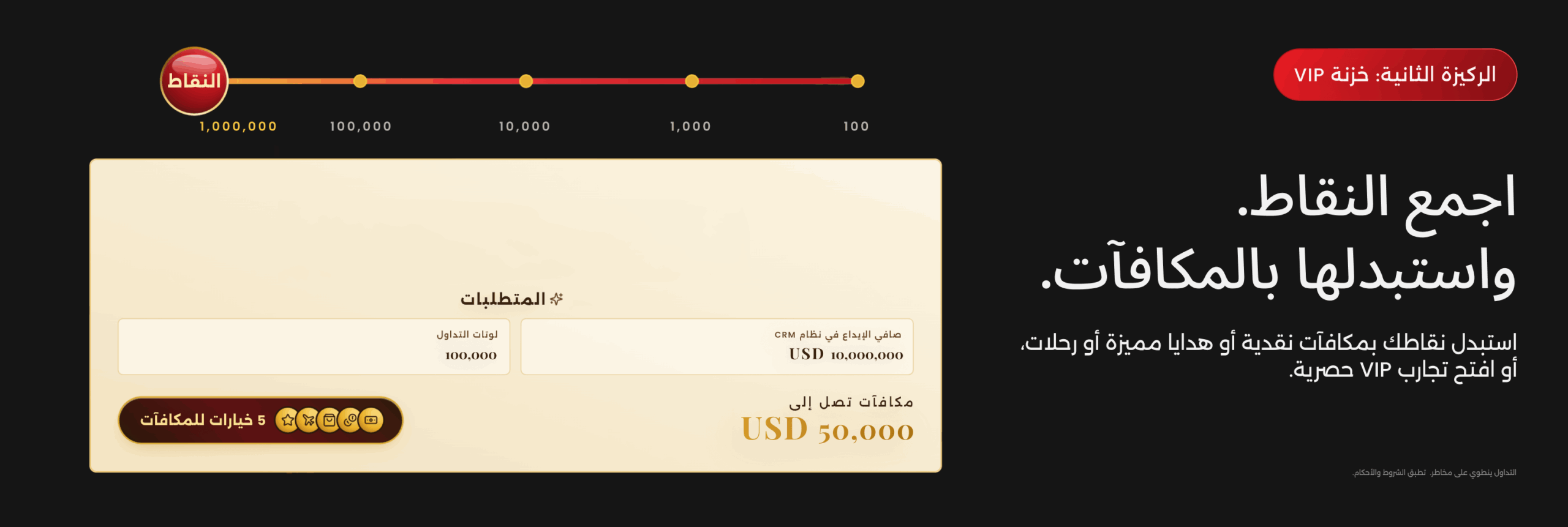 نظام VIP Vault من D Prime مع مليون نقطة ومكافآت تصل إلى 50,000 دولار أمريكي.